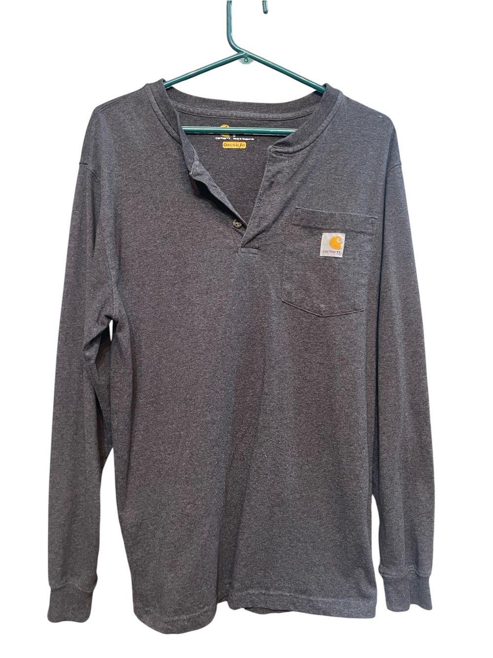 Carhartt Men's Long Sleeve Henley Shirt - Charcoal Gray